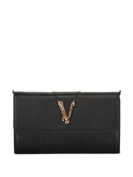 Женский клатч Versace Virtus складной с ремнем, черный