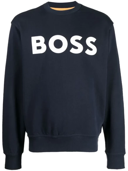 Толстовка с круглым вырезом и принтом с логотипом BOSS  blue