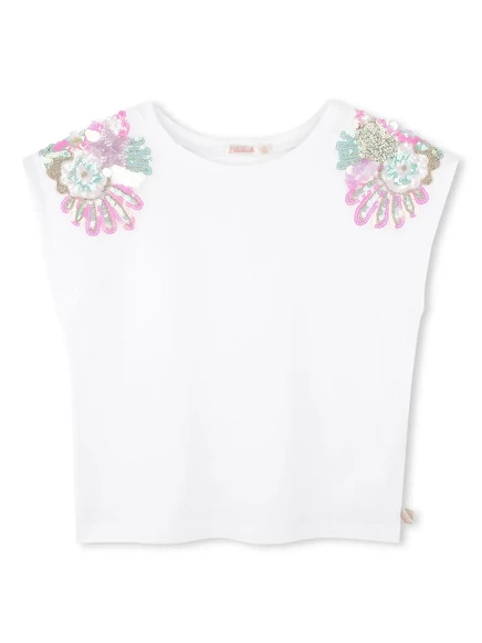 Детская футболка Billieblush с пайетками, белая