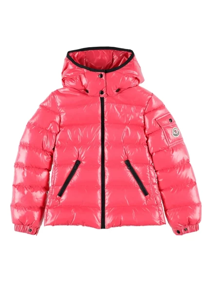 Куртка для девочек Moncler Enfant стеганая с капюшоном, коралловая