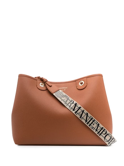 Сумка-тоут с логотипом Emporio Armani на ремешке brown