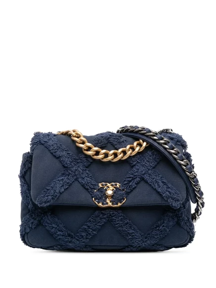 Сумка CHANEL Pre-Owned 19 Medium из канваса, синяя