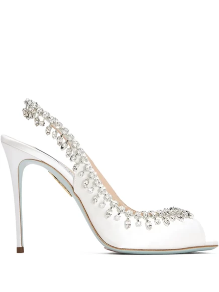Босоножки Aquazzura 105 мм с кристаллами, белые
