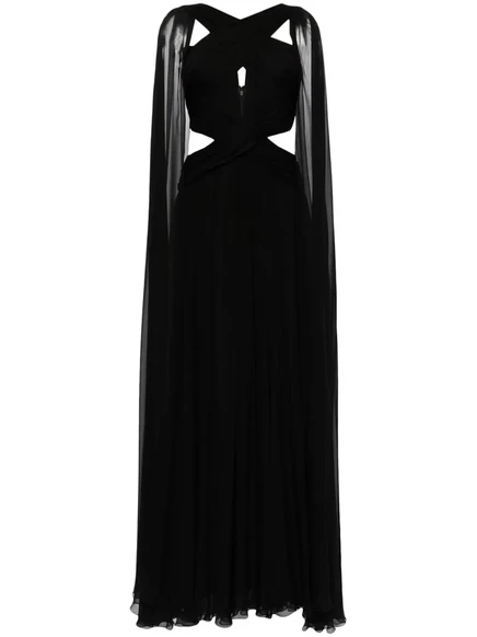 Платье-накидка из шелка и шифона Zuhair Murad black
