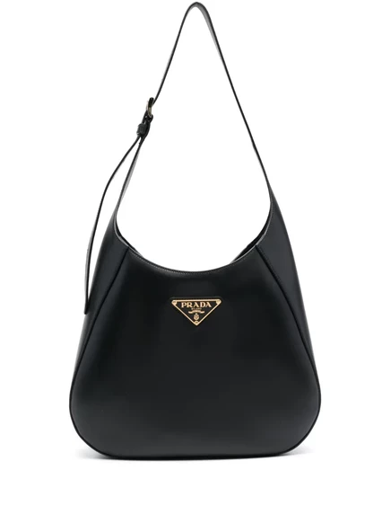 Женская кожаная сумка Prada через плечо, чёрная