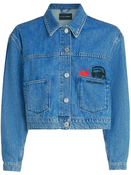 Женская укороченная джинсовая куртка Karl Lagerfeld Ikon, синяя