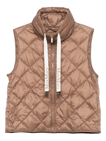 Женский стеганый жилет Max Mara с капюшоном, коричневый