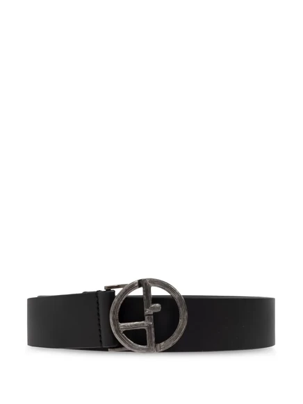Мужской ремень Giorgio Armani GA-logo кожаный, черный