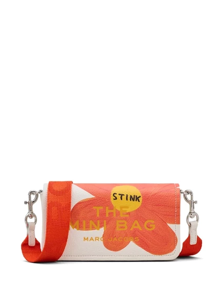 Кожаная мини-сумка Marc Jacobs с цветочным принтом white