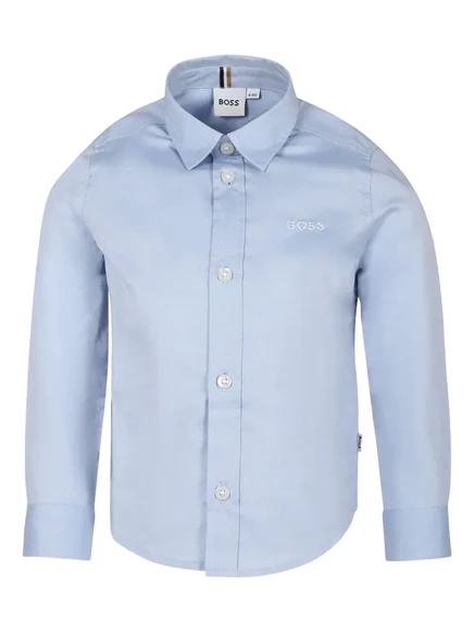 Рубашка для мальчиков Boss Kidswear хлопковая, голубая
