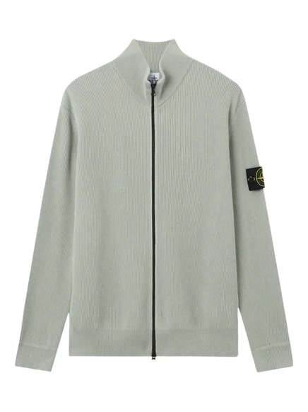 Мужской кардиган Stone Island на молнии в рубчик, зеленый