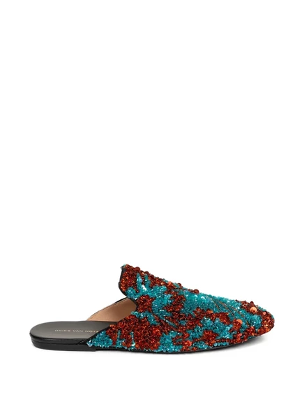 Мужские тапочки Dries van Noten с пайетками, сине-оранжевые