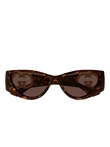 Женские солнцезащитные очки Gucci Eyewear кошачий фасон, коричневые