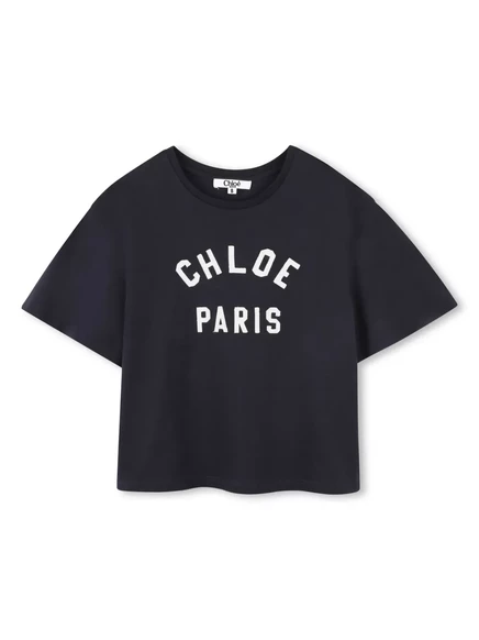 Футболка с вышитым логотипом Chloé Kids blue