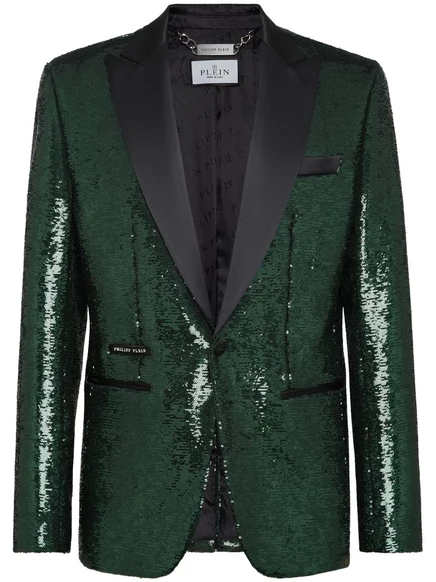 Однобортный блейзер Philipp Plein с блестками green
