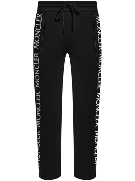 Мужские брюки Moncler с вышивкой логотипа, черные