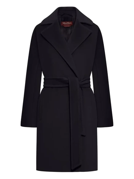 Шерстяное пальто Max Mara с поясом black