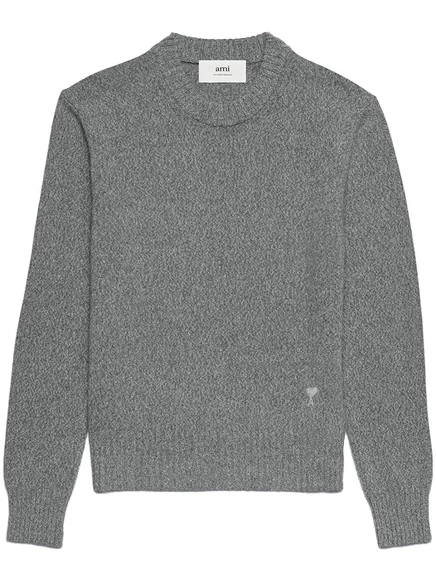 Джемпер с круглым вырезом из смеси кашемира AMI Paris grey