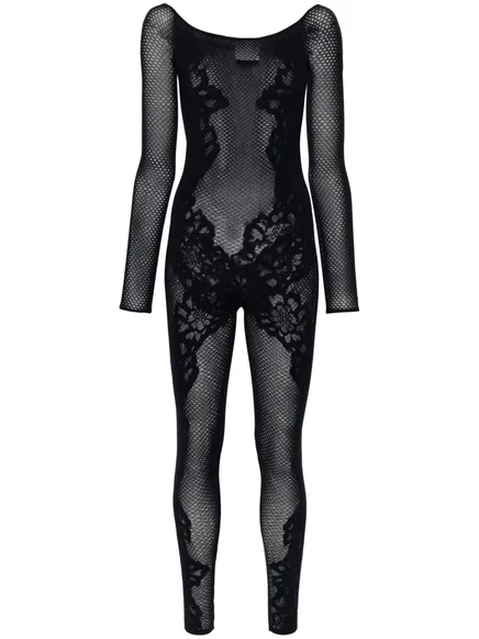 Женский ажурный комбинезон Wolford, темно-синий