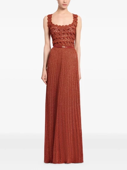 Вязаное макси-платье Elie Saab Marchesa крючком orange