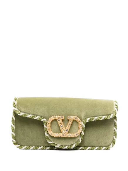 Женский клатч Valentino Garavani Locò с отделкой, оливковый