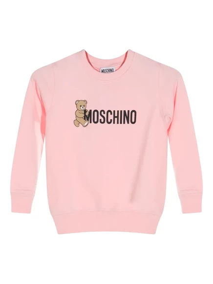 Детский свитшот Moschino Kids с мишкой, розовый