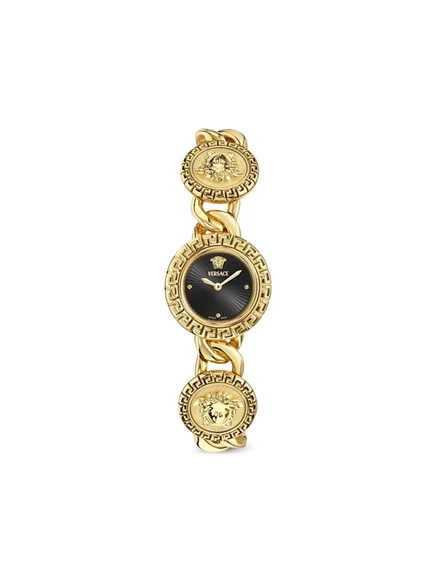 Женские часы Versace Medusa с цепочным браслетом, черные