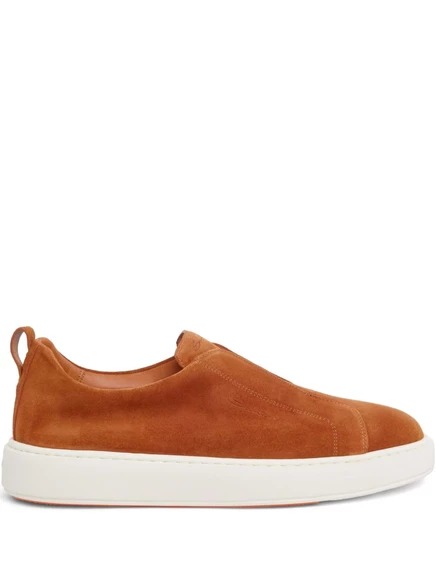 Замшевые кроссовки Santoni brown