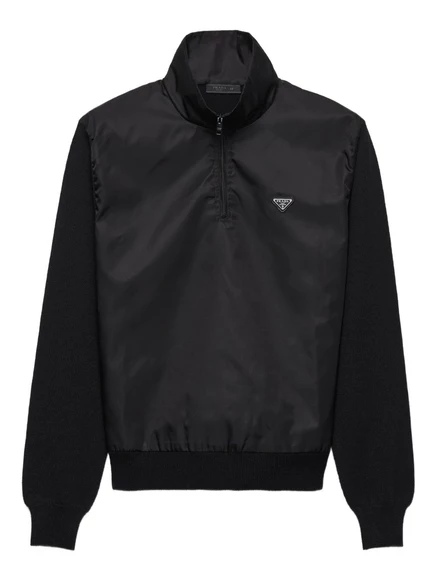 Свитер из тончайшей шерсти Prada на молнии до половины длины black