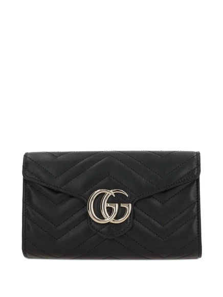 Женская мини-сумка Gucci GG Marmont с цепочкой, черная