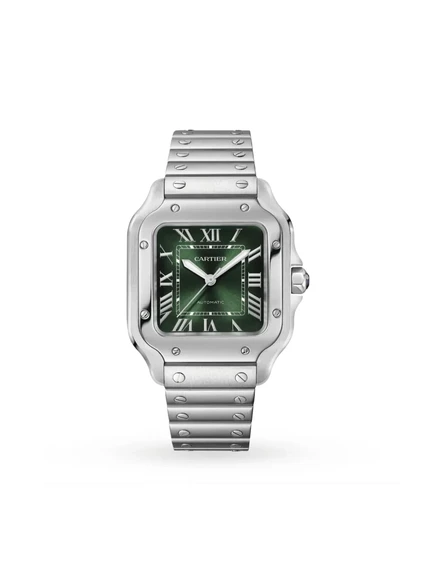 Мужские часы Cartier Santos 47 мм из стали, зеленые