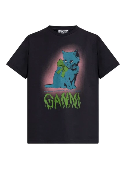 Женская футболка Ganni Cat-bow, серая