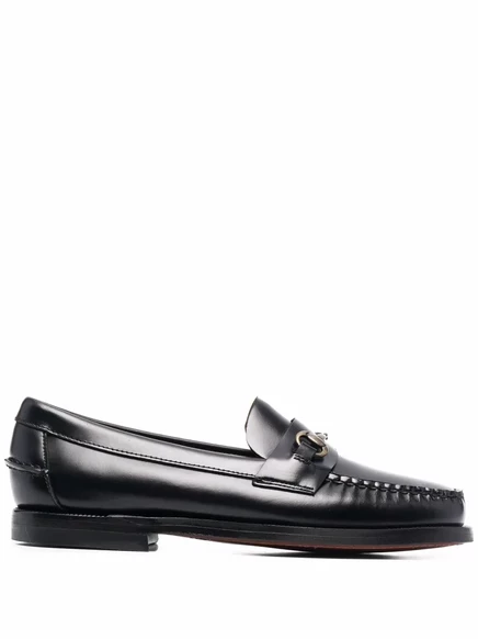 Женские лоферы Sebago кожаные с металлической вставкой, черные