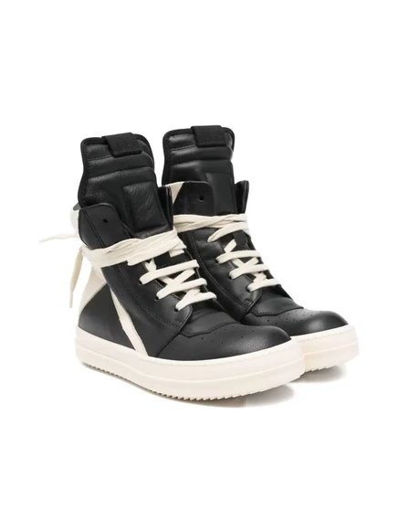 Кроссовки для мальчиков Rick Owens Kids высокие кожаные, черные