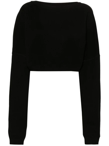 Женский укороченный свитшот Saint Laurent, черный
