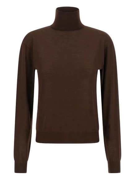Свитер-водолазка Saint Laurent с высоким воротом brown