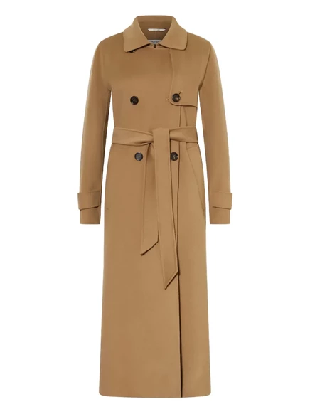 Женское двубортное пальто S. Max Mara с поясом, коричневое