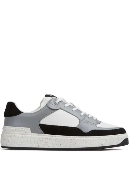 Кожаные кроссовки Balmain B-Court с отделкой из флип-кожи grey
