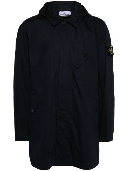 Хлопчатобумажная куртка с капюшоном и значком Stone Island Compass-badge blue