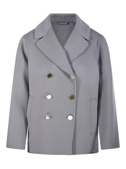Женское двубортное пальто S. Max Mara светло-серое
