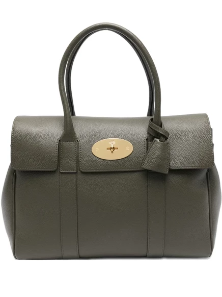 Женская сумка-тоут Mulberry Bayswater с клапаном из кожи, темно-зеленая