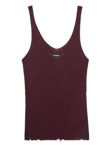 Женская майка Zadig & Voltaire в рубчик, бордовая