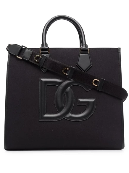 Мужская шоппер-сумка Dolce & Gabbana с нашивкой логотипа, черная