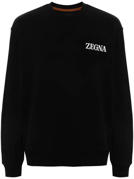 Мужская толстовка Zegna с аппликацией логотипа, черная