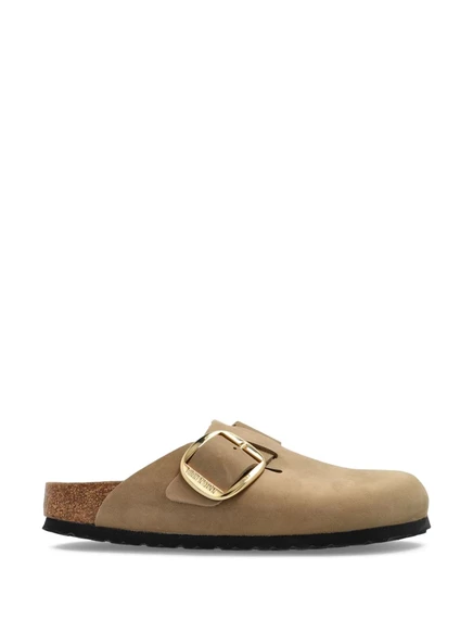 Женские мюли Birkenstock Boston замшевые с крупной пряжкой, коричневые