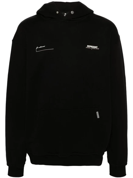 Мужское худи Represent Patron of The Club из хлопка, черное
