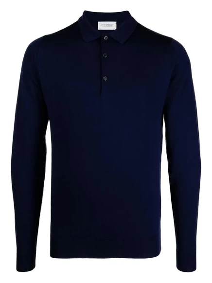 Мужское поло John Smedley из шерсти мериноса, синее