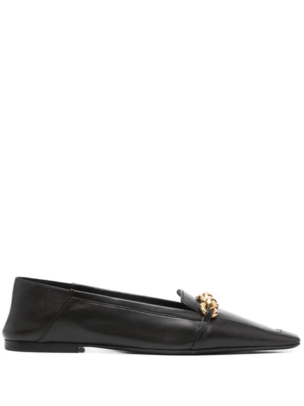 Женские лоферы Saint Laurent с цепочкой, коричневые