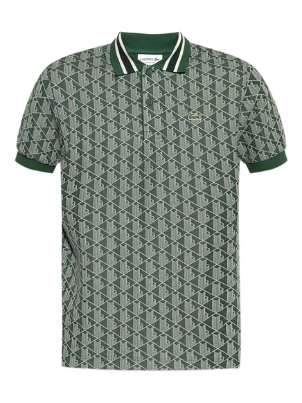 Мужская поло Lacoste в монограмном жаккарде, зеленая