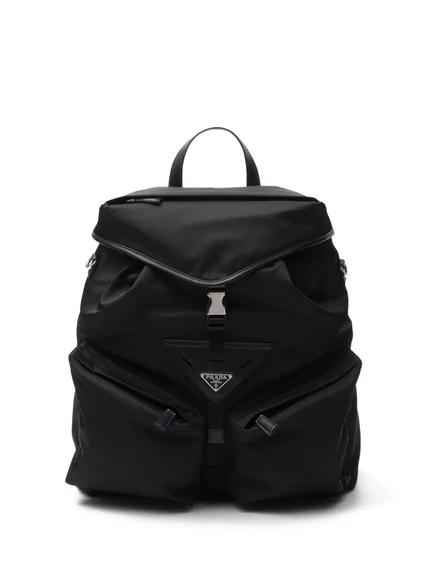 Мужской рюкзак Prada Re-Nylon с кожаной отделкой, черный